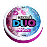 Ice Breakers by Hershey's Duo Fruit + Cool Sugar Free Mints Raspberry Flavor 1.3 oz Each Unit Quantity 8 Units Per Box Sweet Browse at UsaCandyWholesale.Com